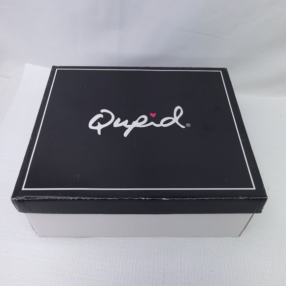 NEW Qupid Kancy 4" Tall Block Heels Rhinestone Straps Black Satin Shoes - Picture 9 of 9